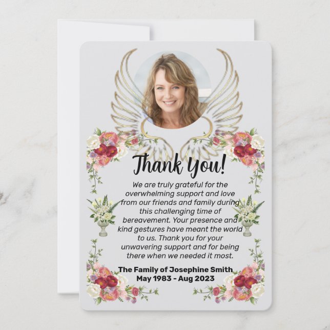 Funeral Thank You Message For Condolences Card (Front)