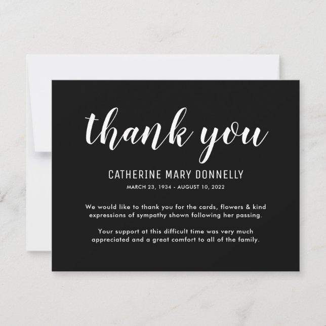 Funeral Thank You Note | Behreavement Sympathy Card (Front)