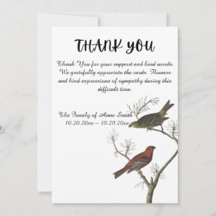 Funeral thank you note card