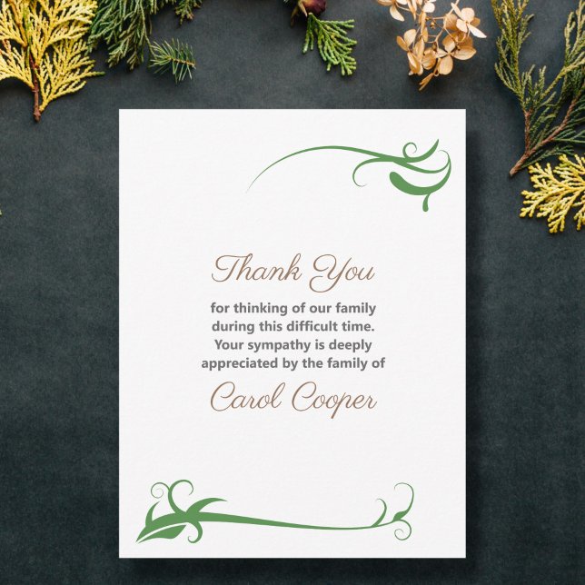 Funeral Thank You Note Card with floral ornaments (Funeral Thank You Note Card with floral ornaments)