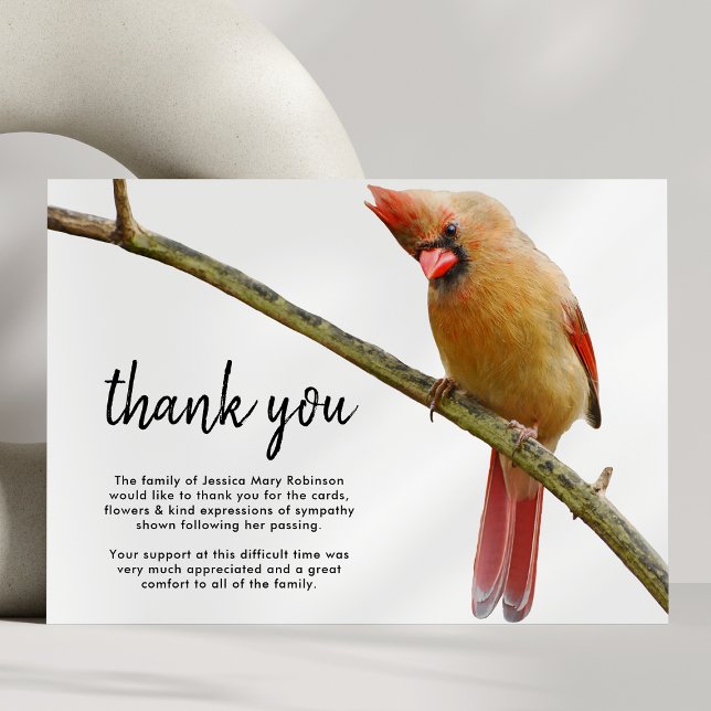 Funeral Thank You Note | Cardinal Bird Card (Creator Uploaded)
