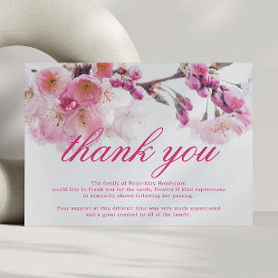 Funeral Thank You Note   Cherry Blossom Sympathy