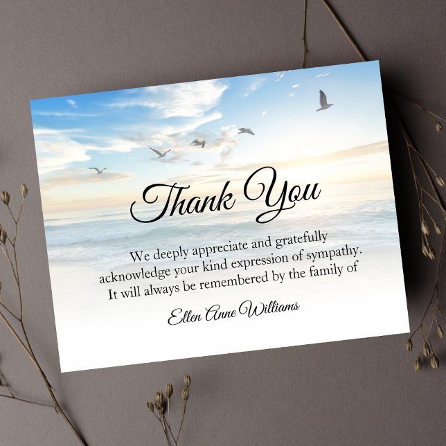 Funeral Thank You Note Grief Nature | Bereavement (Beach Sympathy Thank You Card)