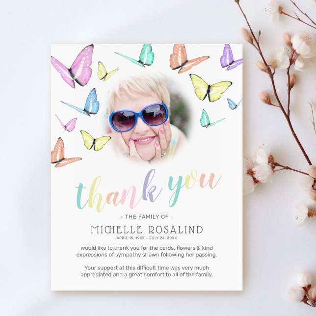 Funeral Thank You Note | Photo Butterfly (Creator Uploaded)