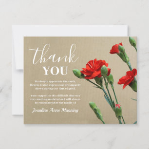 Funeral Thank You Note Red Carnations