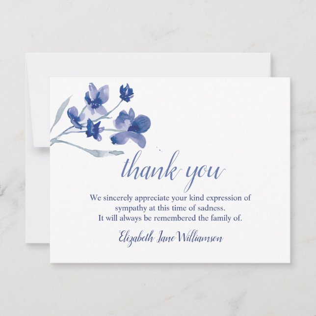 Funeral Thank you note | Simple Floral Watercolor Card (Front)