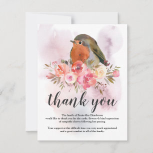Funeral Thank You Note   Sympathy Robin