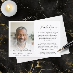 Funeral Thank You Photo In Loving Memory Card