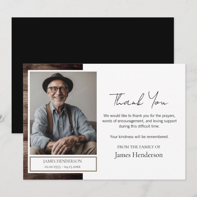 Funeral Thank You Photo Invitation (Front/Back)