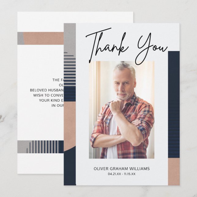 Funeral Thank You Photo Sympathy Bereavement  (Front/Back)