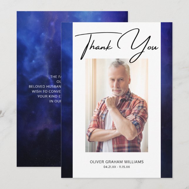 Funeral Thank You Photo Sympathy Bereavement  (Front/Back)