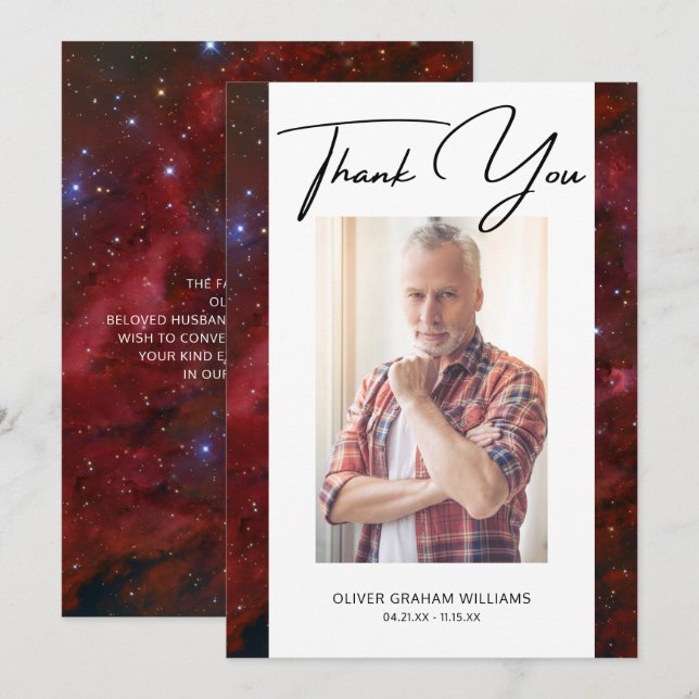 Funeral Thank You Photo Sympathy Bereavement  (Front/Back)