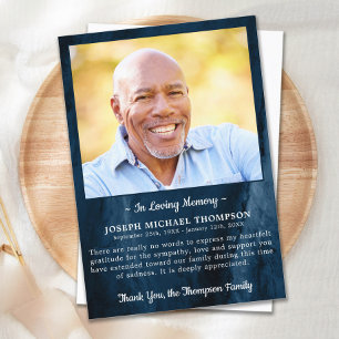  Funeral THANK YOU Photo Sympathy Blue Marble