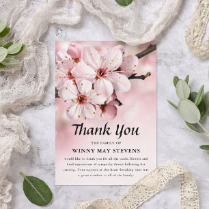 Funeral Thank You   Pink Blossom Memorial Card