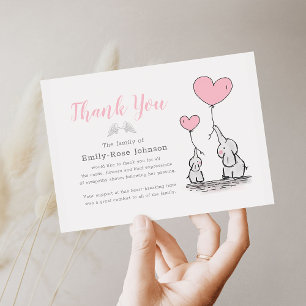 Funeral Thank You    Pink Child's Bereavement Card