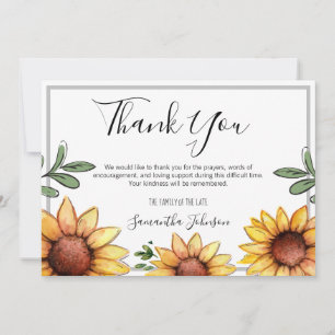 Funeral Thank You Rustic Sunflowers Card