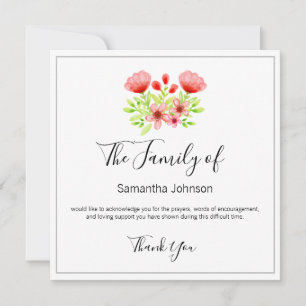 Funeral Thank You Simple Flowers One Photo Card