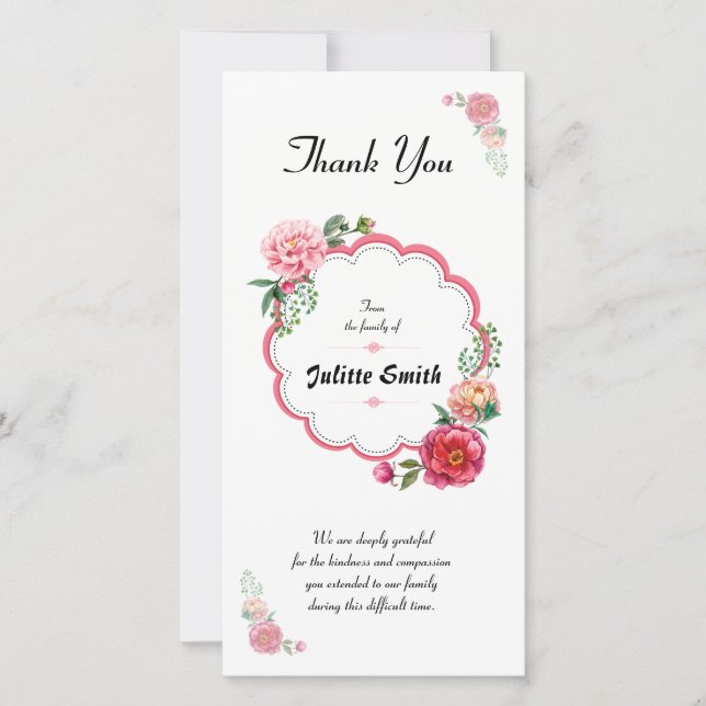 Funeral Thank You Sympathy Card (Front)