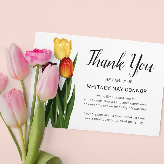 Funeral Thank You | Tulip Flower Memorial Card (Creator Uploaded)