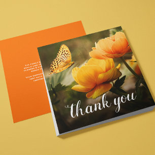 Funeral Thank You   Yellow Orange Flowers Card