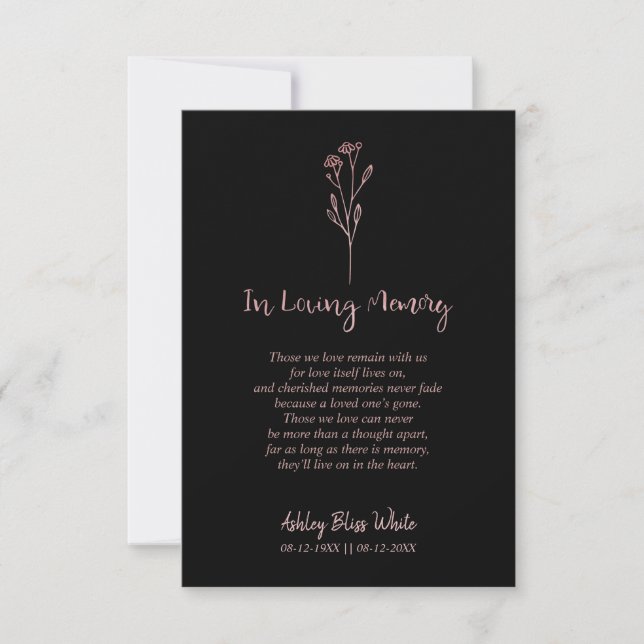Funeral Trendy Rose Gold Effect Memorial Dear Ones Invitation (Front)