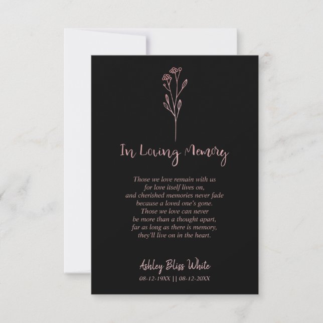 Funeral Trendy Rose Gold To Remember Dear Ones Card (Front)