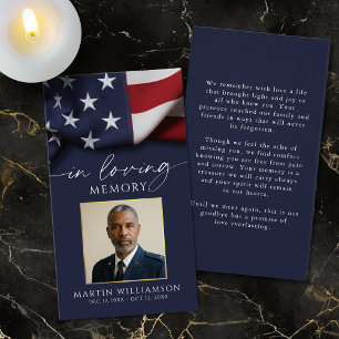 Funeral US Flag Military Photo Prayer Card