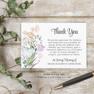 Funeral Watercolor Wildflowers Thank You