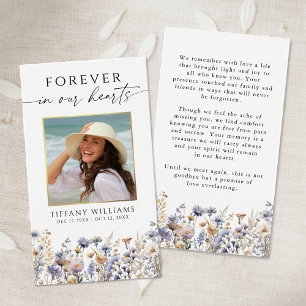 Funeral Wildflower Forever Hearts Prayer Card