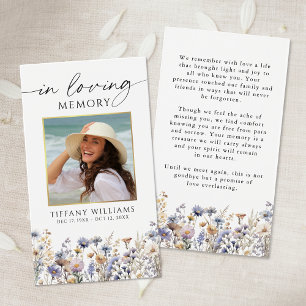 Funeral Wildflowers In Loving Memory Prayer Card