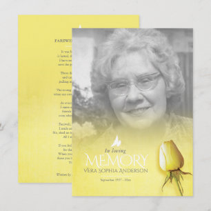Funeral yellow rose photo remembrance poem