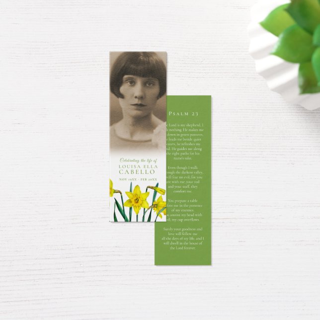 Funeral yellow spring daffodil poem photo bookmark (Desk)