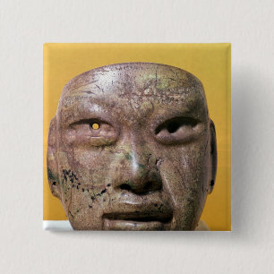Funerary mask, Olmec, from Mexico 15 Cm Square Badge