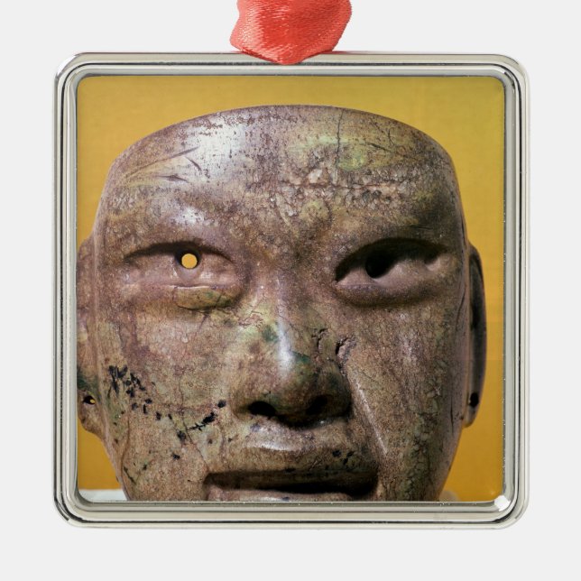 Funerary mask, Olmec, from Mexico Metal Tree Decoration (Front)