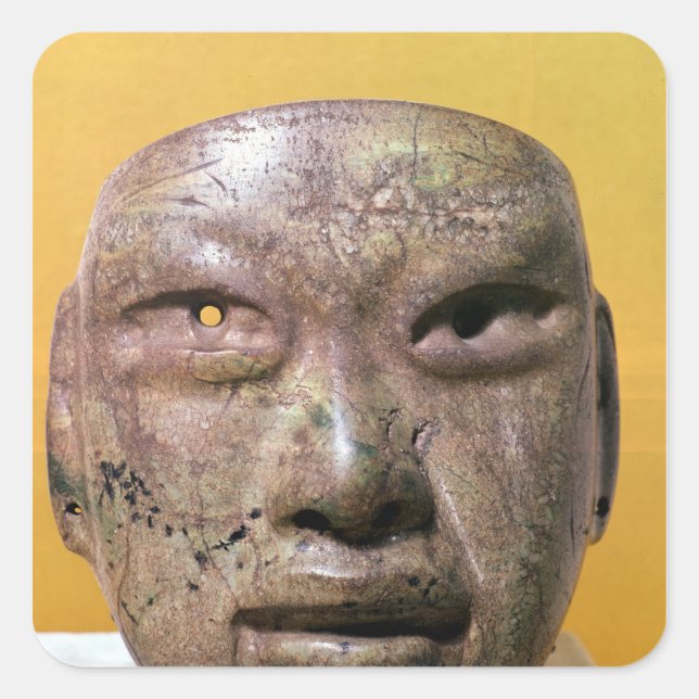 Funerary mask, Olmec, from Mexico Square Sticker (Front)