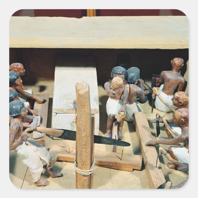 Funerary model of a carpentry workshop square sticker (Front)
