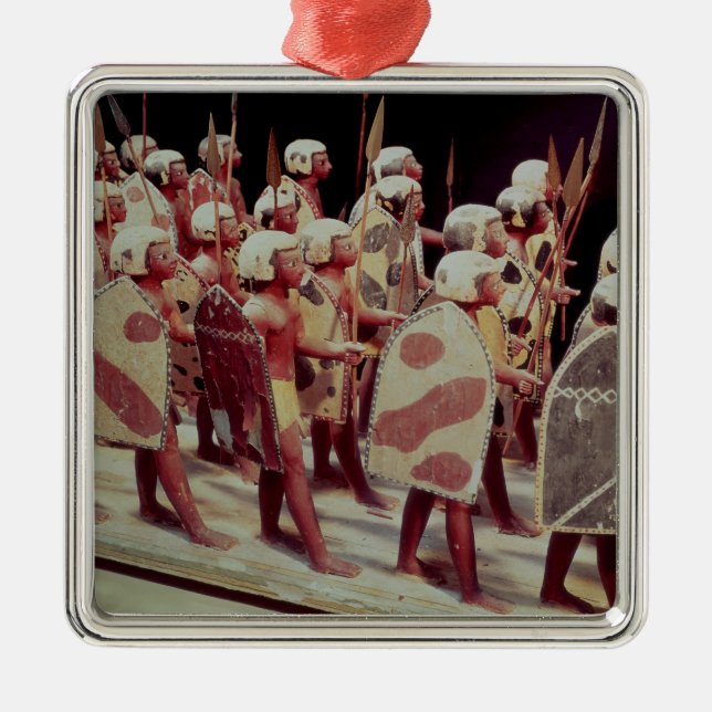 Funerary model of marching armed soldiers metal tree decoration (Front)