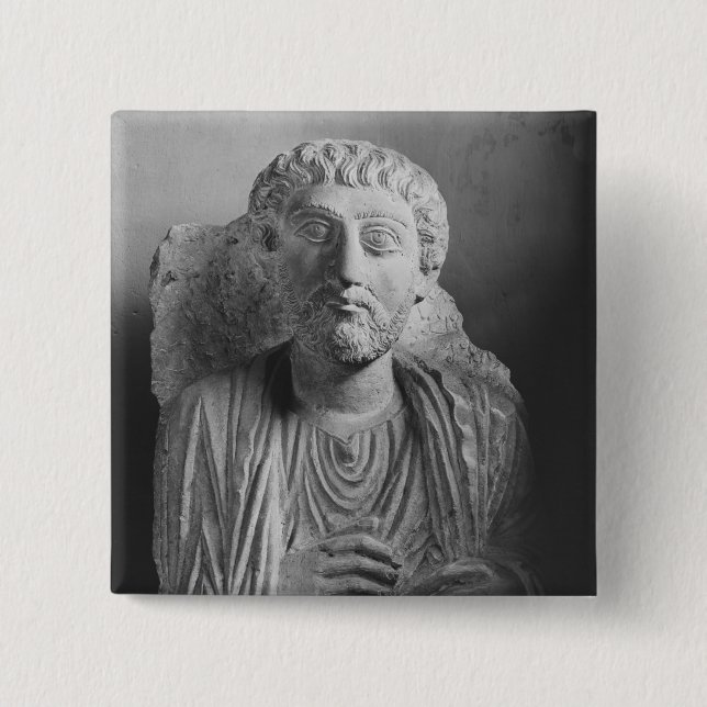 Funerary relief of a male figure, from Palmyra 15 Cm Square Badge (Front)