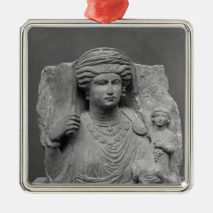 Funerary relief of mother and child from metal tree decoration