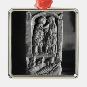 Funerary stela depicting a doctor metal tree decoration