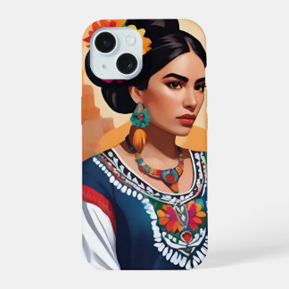 Funfa for iPhone 15 Mexican Woman Motive iPhone 15 Case