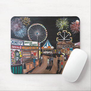 Funfair at Night Painting by Alfred Fox Mouse Mat
