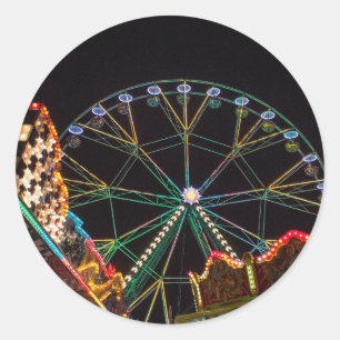 Funfair at Night Photo Classic Round Sticker