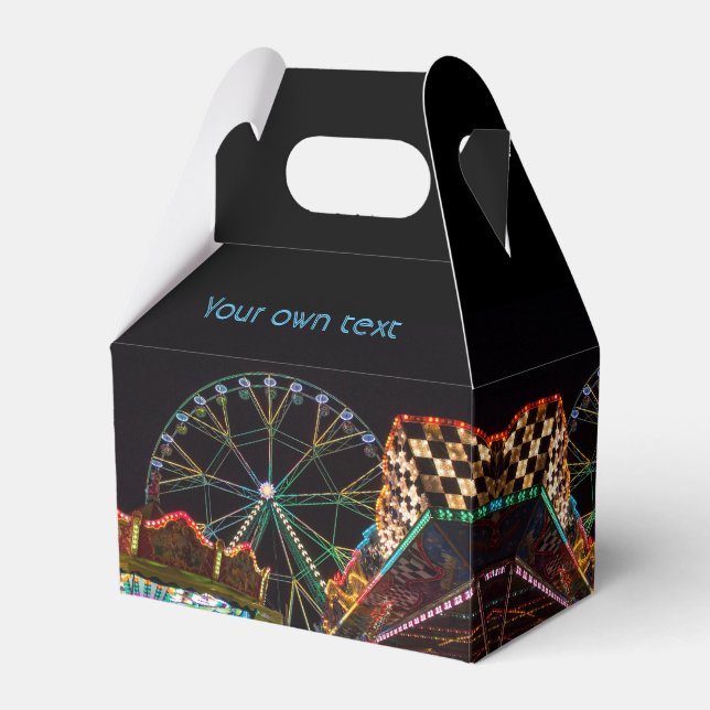 Funfair Ferris Wheel at Night Custom Text Favour Box (Front Side)