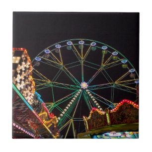 Funfair Ferris Wheel at Night Tile