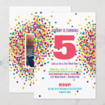 Funfetti Photo Birthday Party Invitation