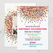 Funfetti Photo Birthday Party Invitation