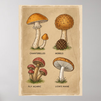 Fungi Chronicles: An Antique Mycological Study Poster