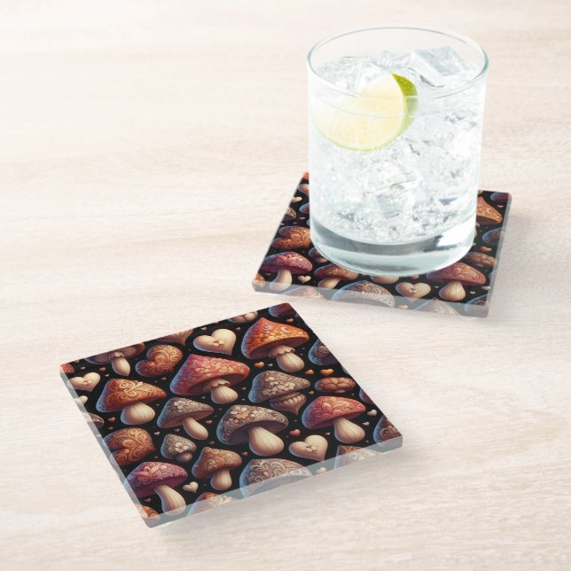Fungi Family Glass Coaster (Angled)