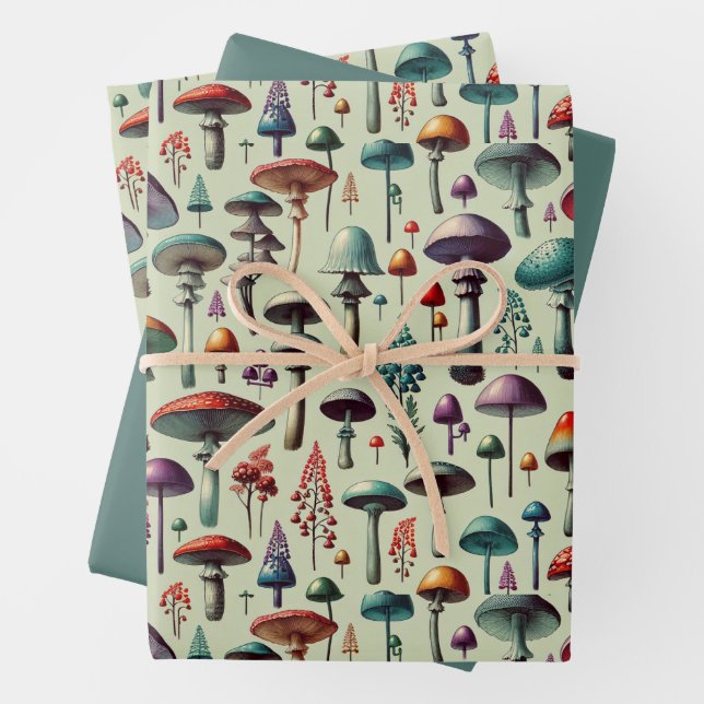 Fungi Forest Wrapping Paper Sheet (In situ)